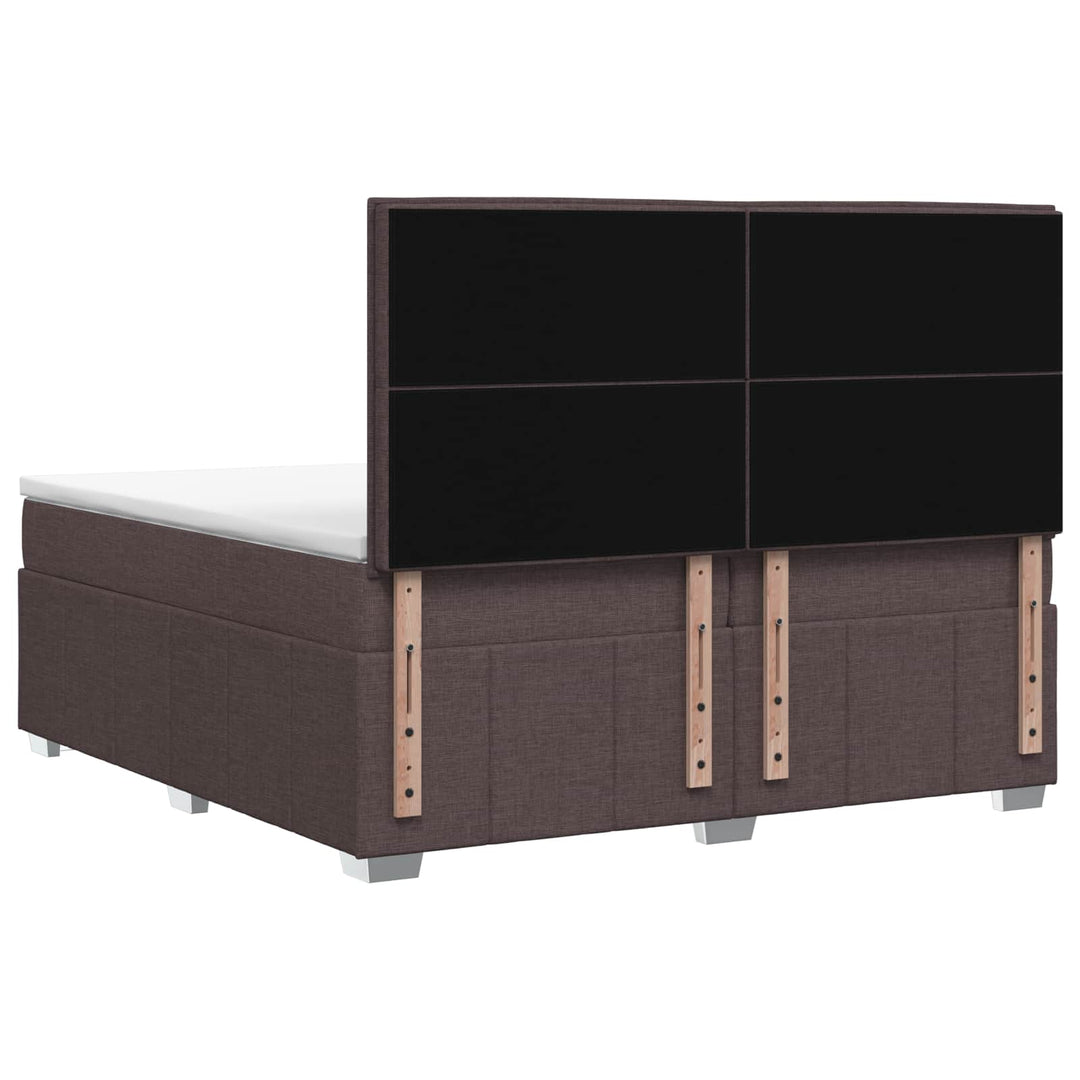 Boxmadras med topmadras Mørk Brun 200 x 200 cm Stof