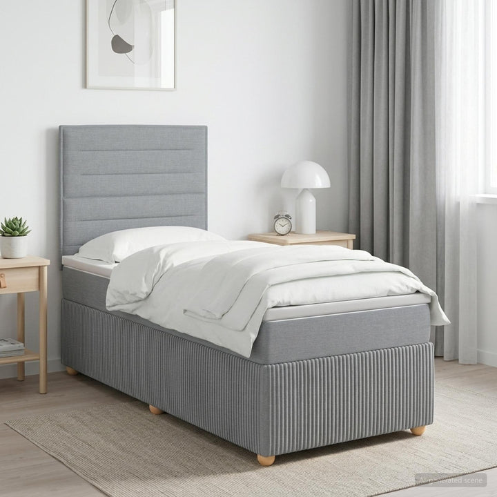 Boxmadras med topmadras Lysegrå 100 x 200 cm Stof
