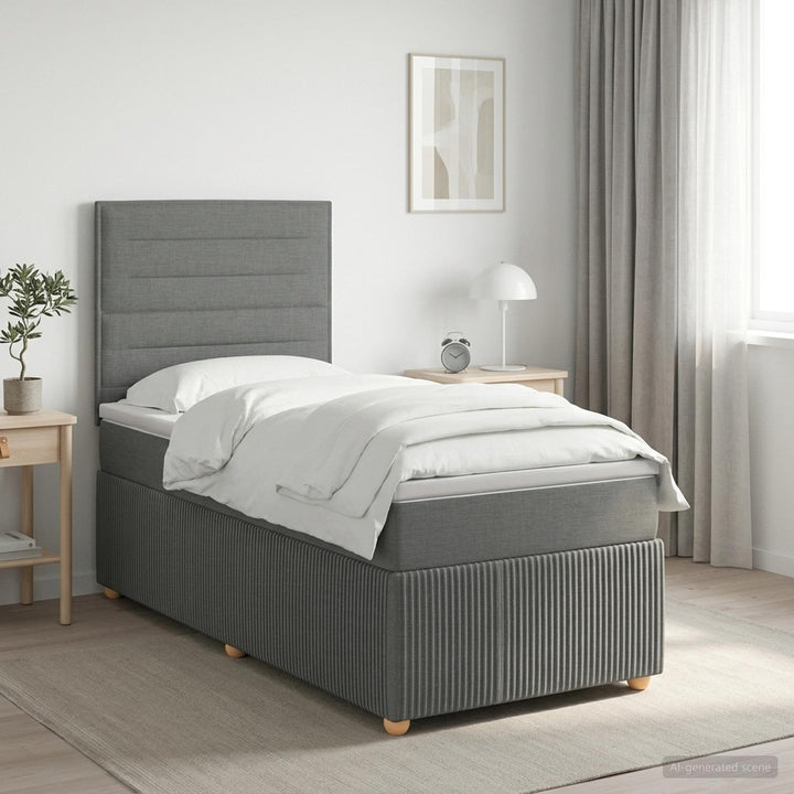 Boxmadras med topmadras Mørkegrå 80 x 200 cm Stof