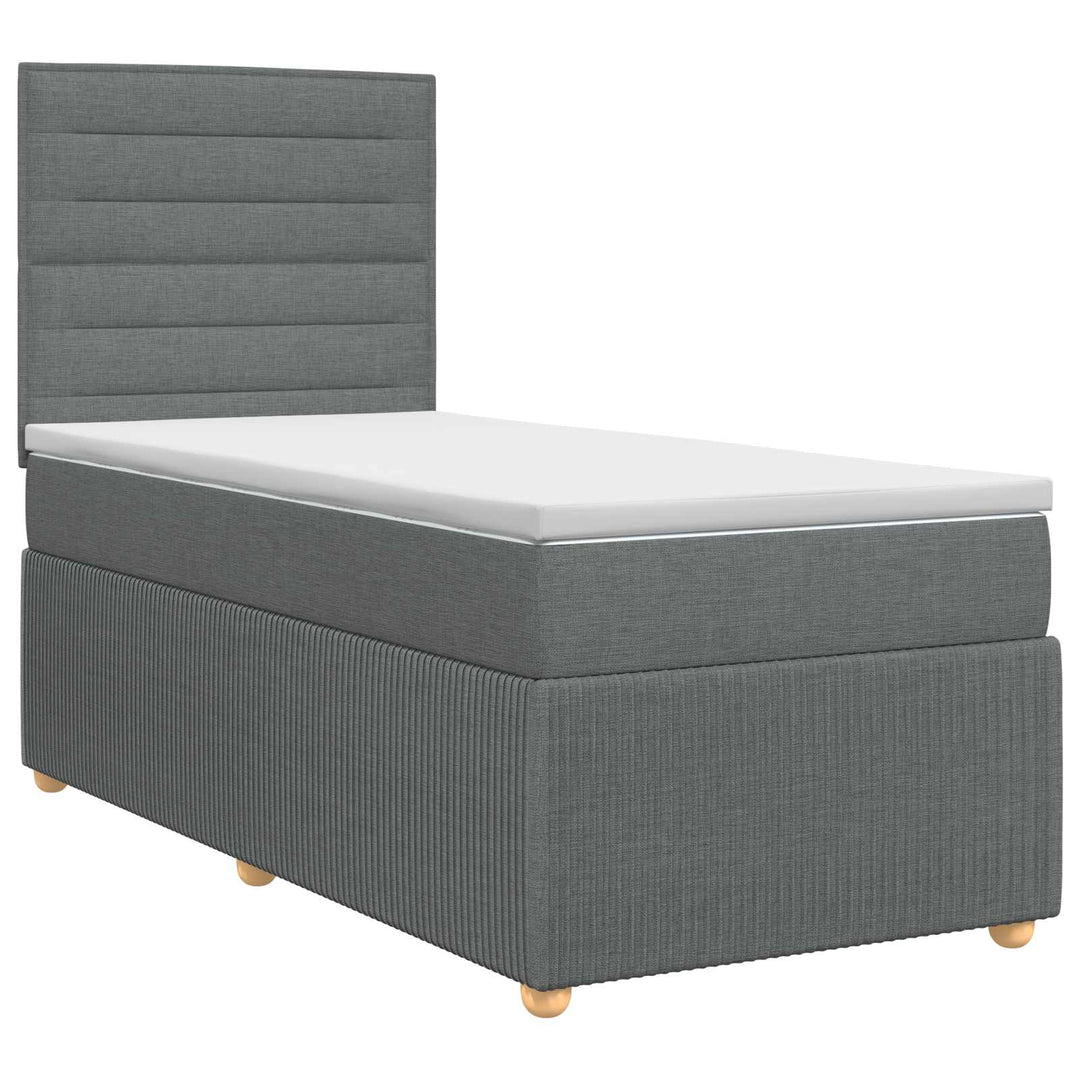 Boxmadras med topmadras Mørkegrå 80 x 200 cm Stof