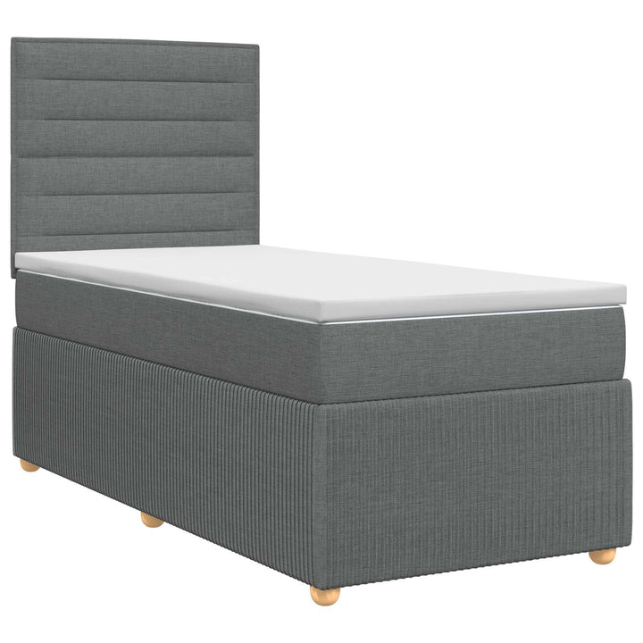 Boxmadras med topmadras Mørkegrå 80 x 200 cm Stof