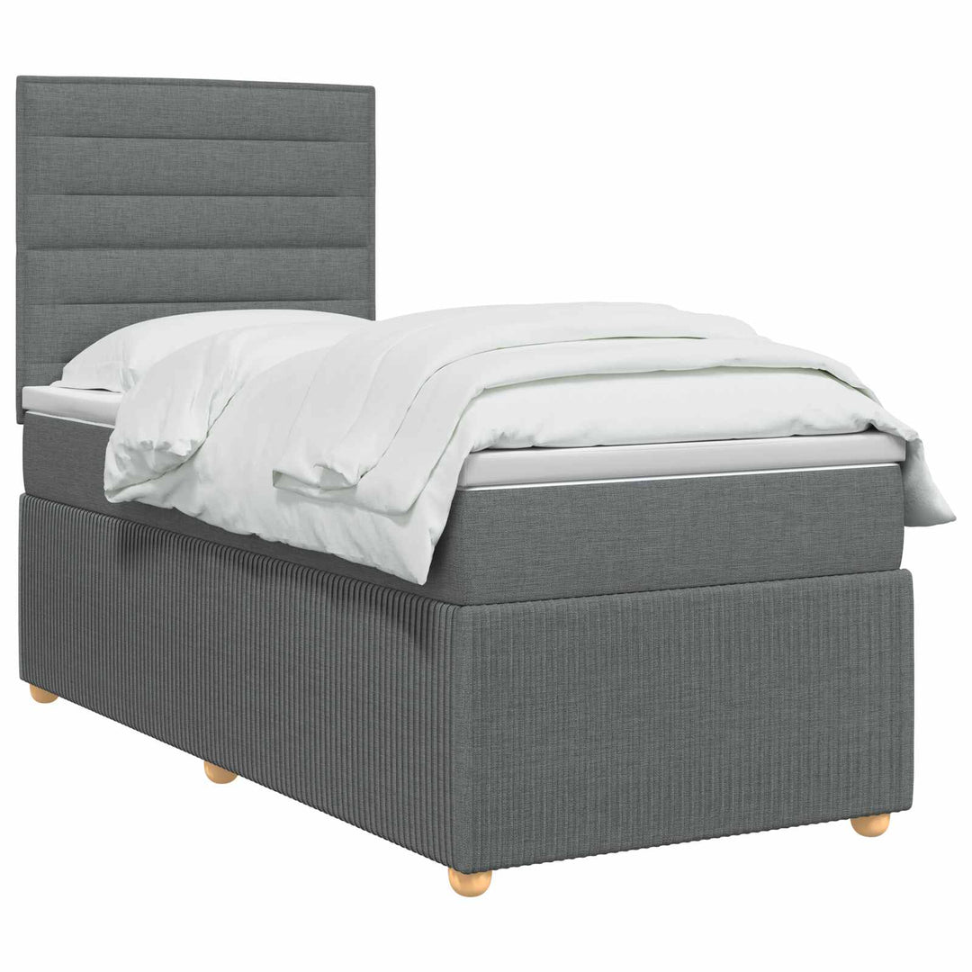 Boxmadras med topmadras Mørkegrå 80 x 200 cm Stof