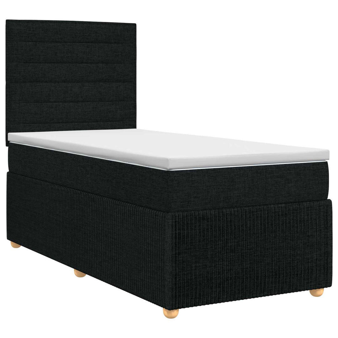 Boxmadras med topmadras med hovedgærde Sort 80 x 200 cm Stof