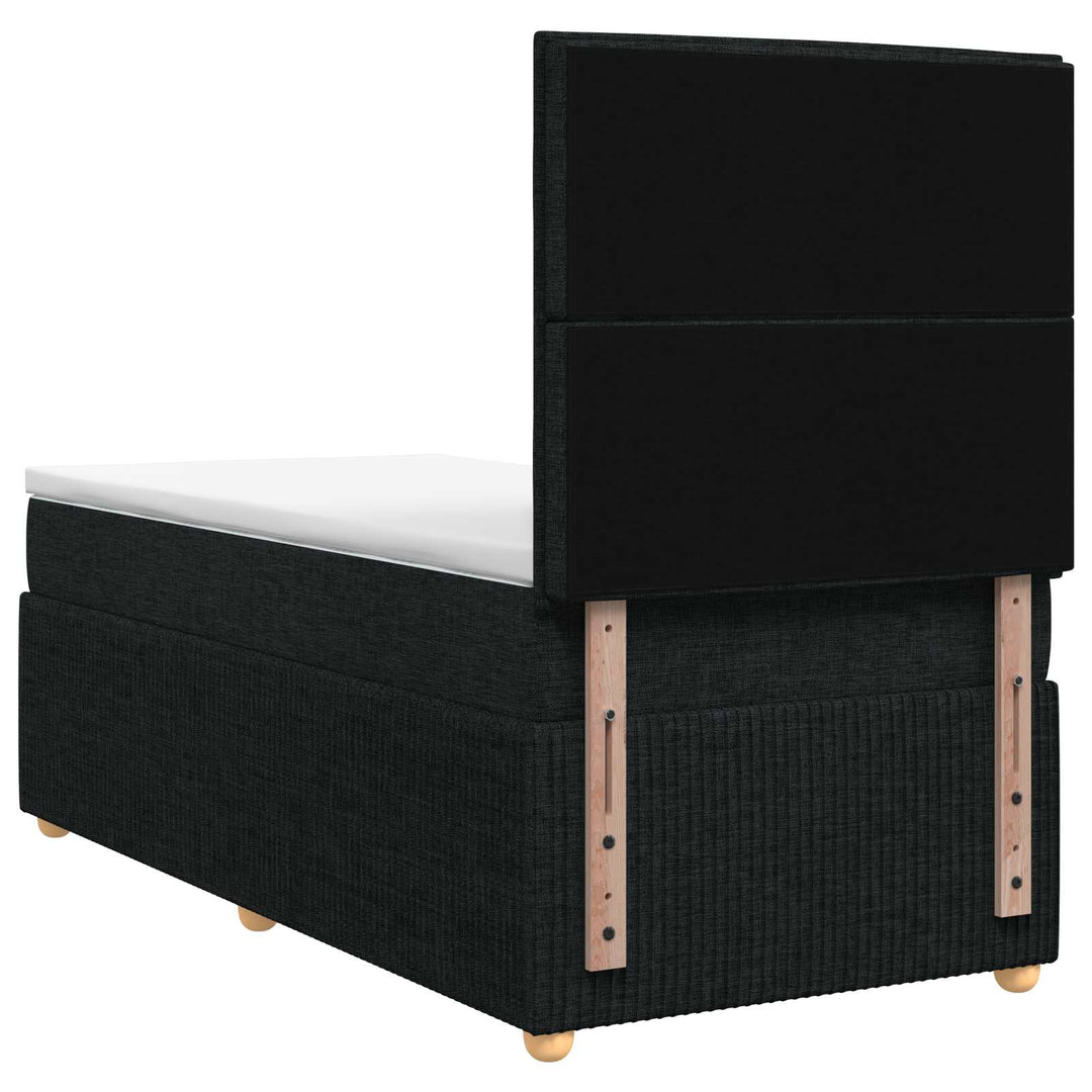 Boxmadras med topmadras med hovedgærde Sort 80 x 200 cm Stof