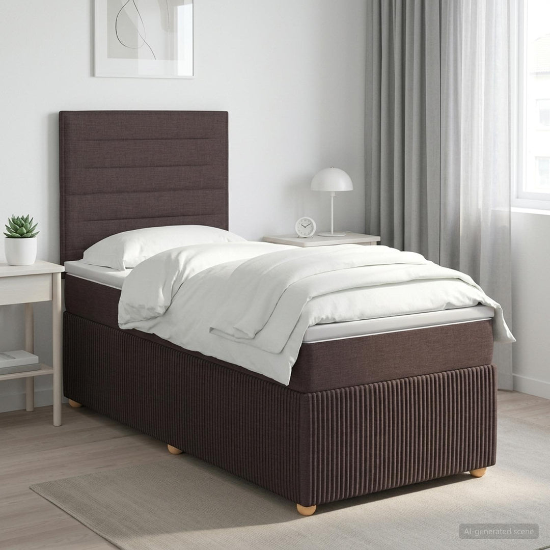 Boxmadras med topmadras Mørk Brun 90 x 200 cm Stof