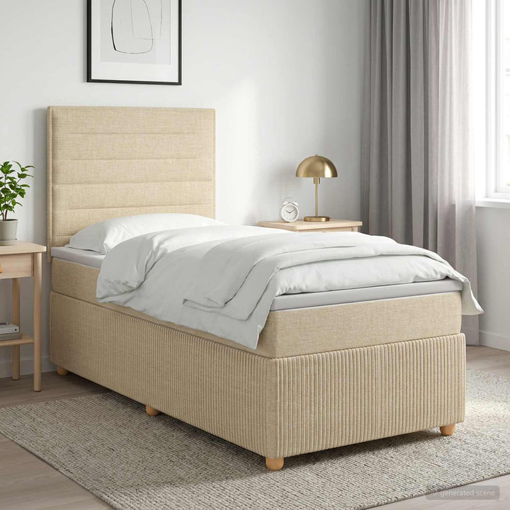 Boxmadras med topmadras Cremefarvet 90 x 190 cm Stof