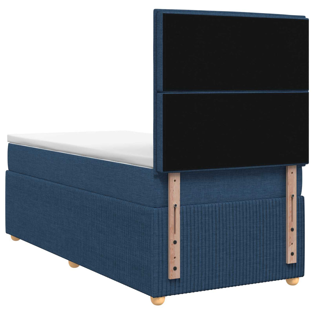 Boxmadras med topmadras med hovedgærde Blå 80 x 200 cm Stof