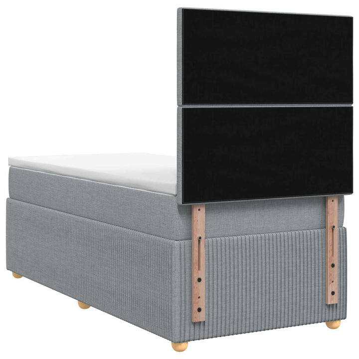 Boxmadras med topmadras med hovedgærde Lysegrå 80 x 200 cm Stof