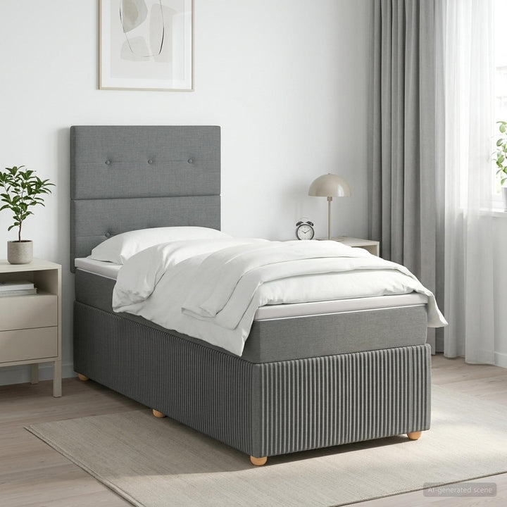 Boxmadras med topmadras Mørkegrå 80 x 200 cm Stof