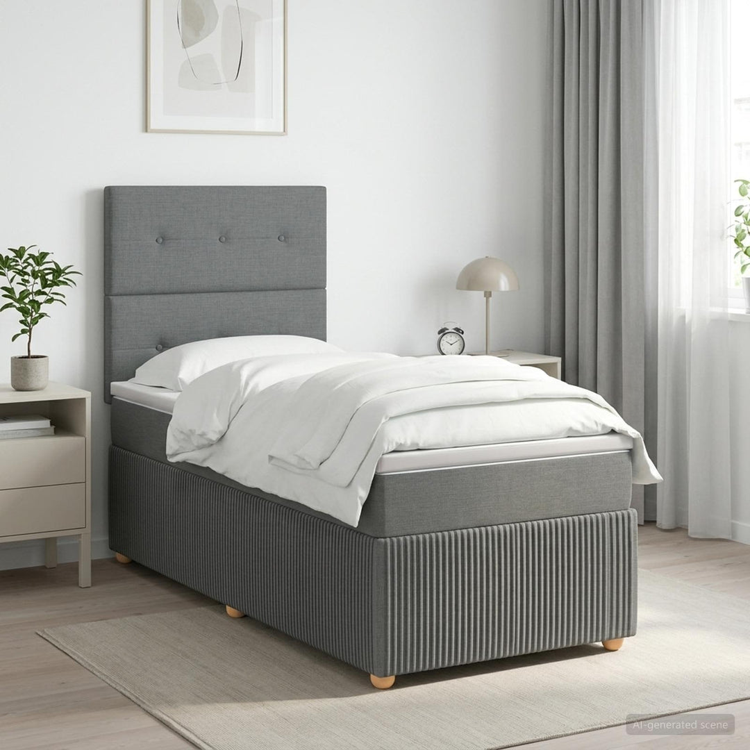 Boxmadras med topmadras Mørkegrå 100 x 200 cm Stof