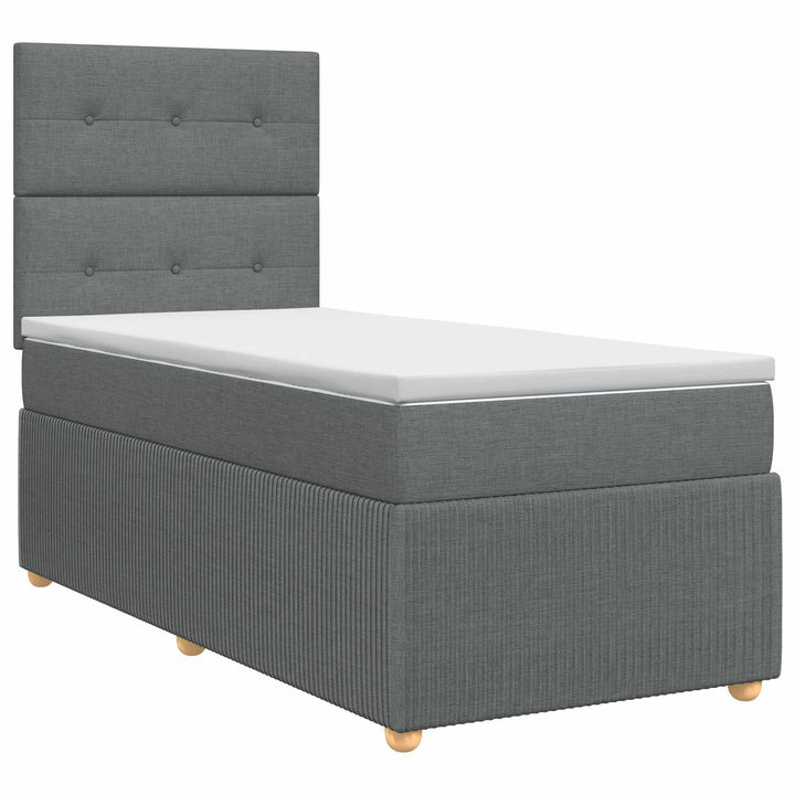 Boxmadras med topmadras Mørkegrå 80 x 200 cm Stof
