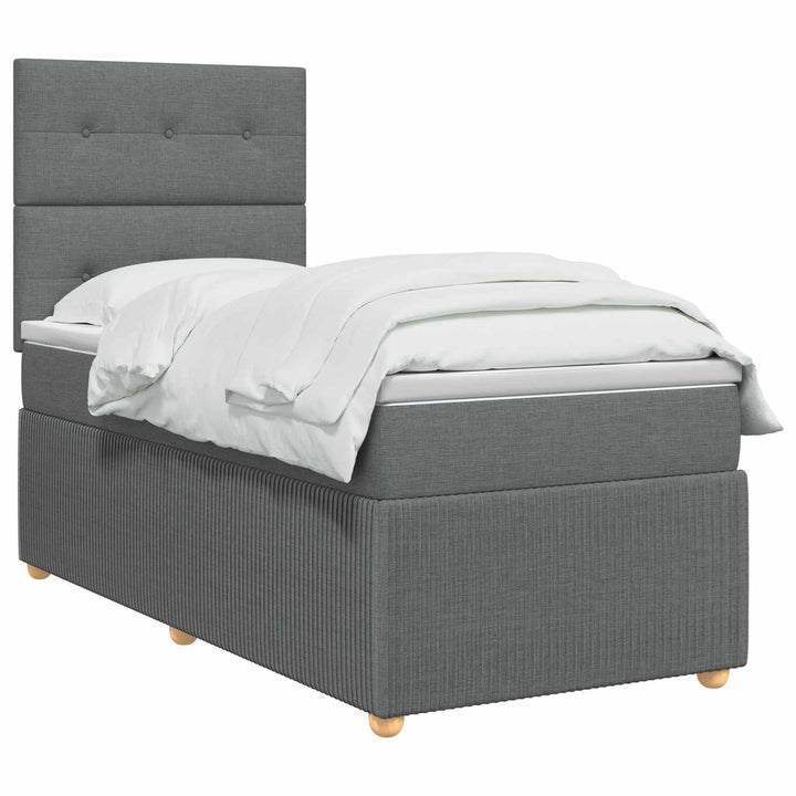 Boxmadras med topmadras Mørkegrå 80 x 200 cm Stof