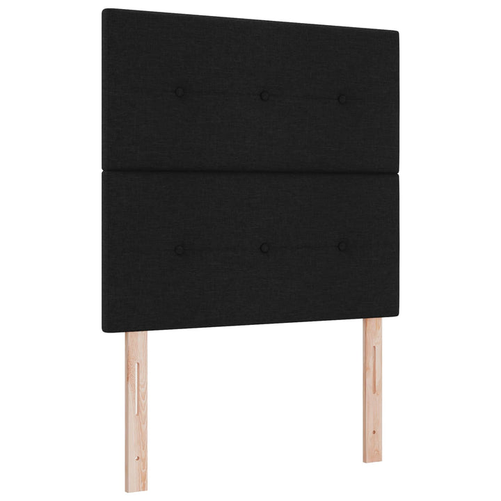 Boxmadras med topmadras med hovedgærde Sort 80 x 200 cm Stof