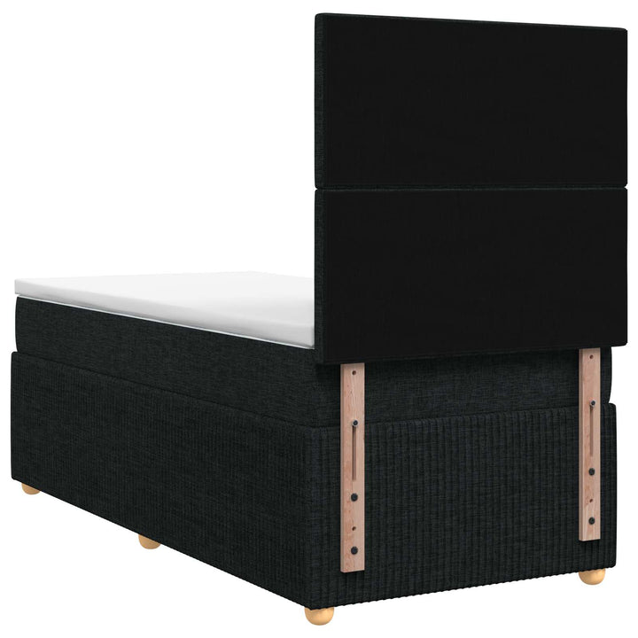 Boxmadras med topmadras med hovedgærde Sort 80 x 200 cm Stof