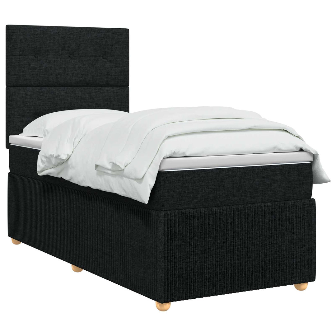 Boxmadras med topmadras med hovedgærde Sort 80 x 200 cm Stof