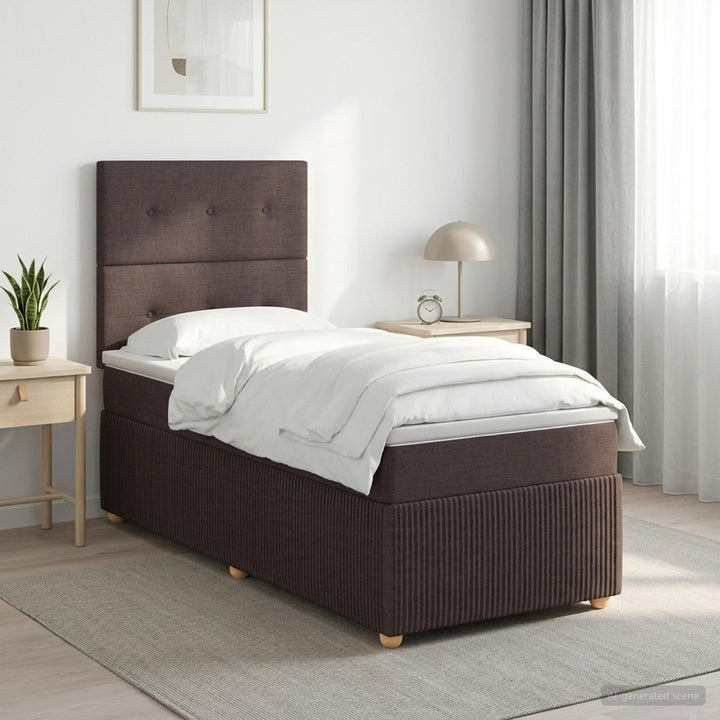 Boxmadras med topmadras Mørk Brun 80 x 200 cm Stof