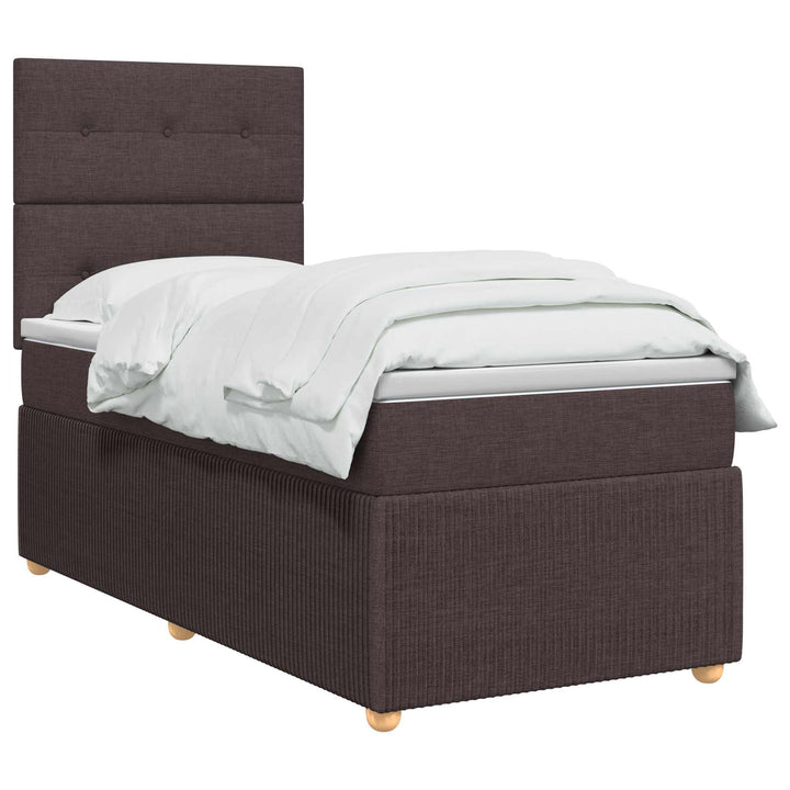 Boxmadras med topmadras Mørk Brun 80 x 200 cm Stof