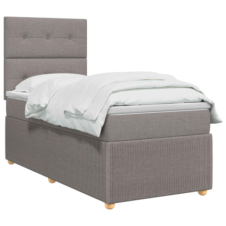 Boxmadras med topmadras med hovedgærde Gråbrun 80 x 200 cm Stof