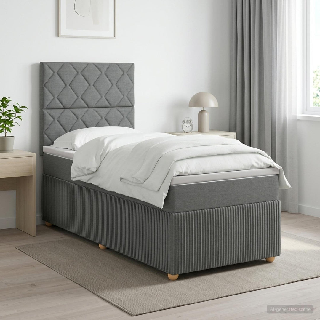 Boxmadras med topmadras Mørkegrå 100 x 200 cm Stof