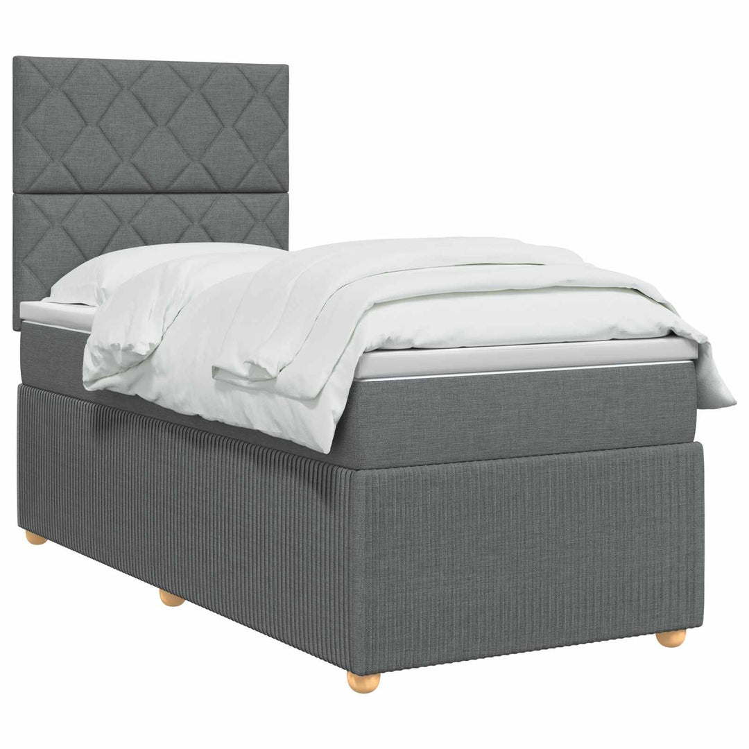 Boxmadras med topmadras Mørkegrå 80 x 200 cm Stof