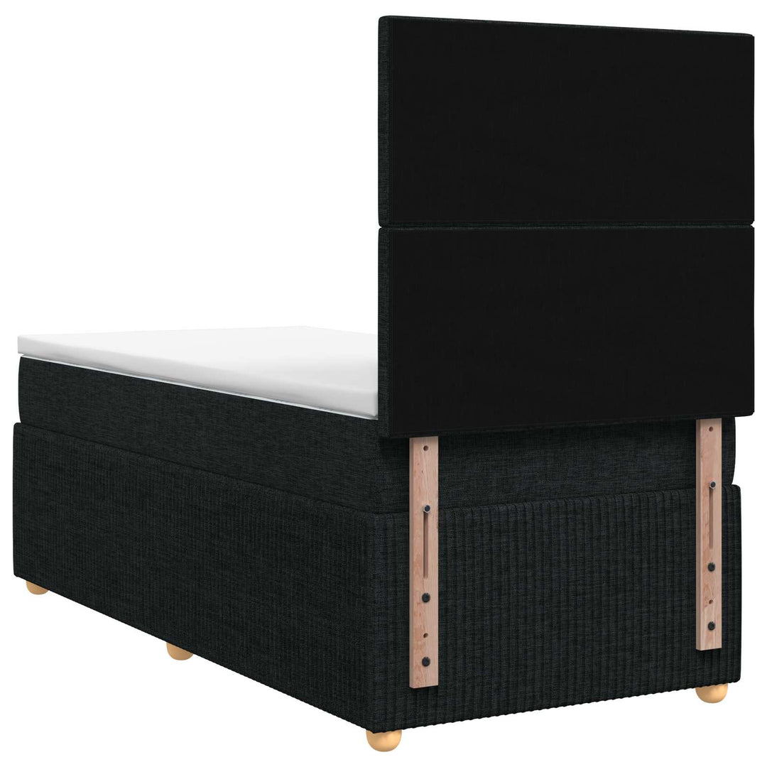 Boxmadras med topmadras med hovedgærde Sort 80 x 200 cm Stof