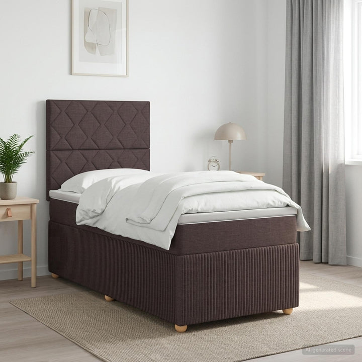 Boxmadras med topmadras Mørk Brun 100 x 200 cm Stof