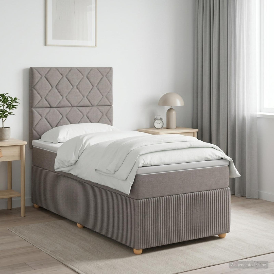 Boxmadras med topmadras Gråbrun 100 x 200 cm Stof