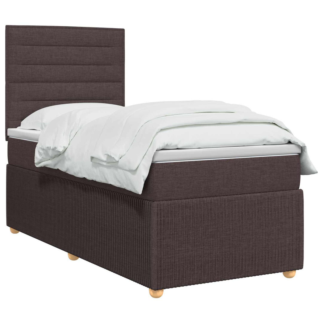 Boxmadras med topmadras Mørk Brun 90 x 190 cm Stof