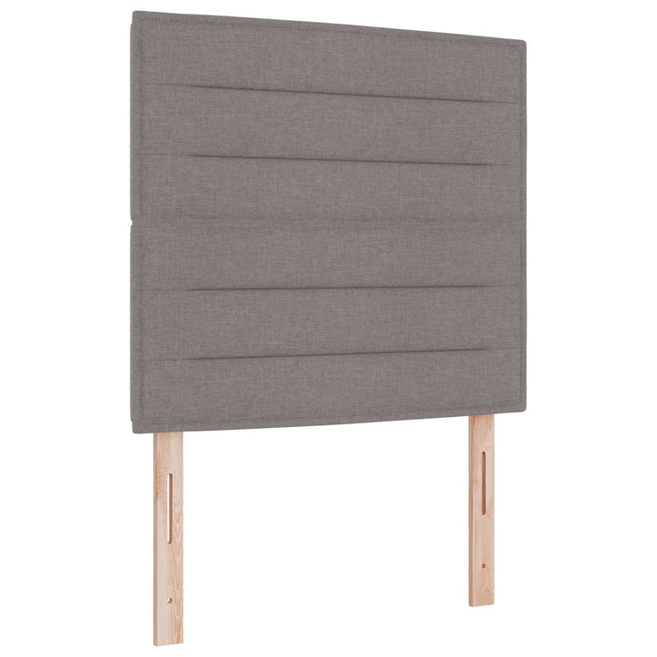 Boxmadras med topmadras med hovedgærde Gråbrun 90 x 190 cm Stof