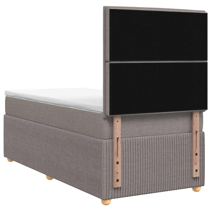 Boxmadras med topmadras med hovedgærde Gråbrun 90 x 190 cm Stof
