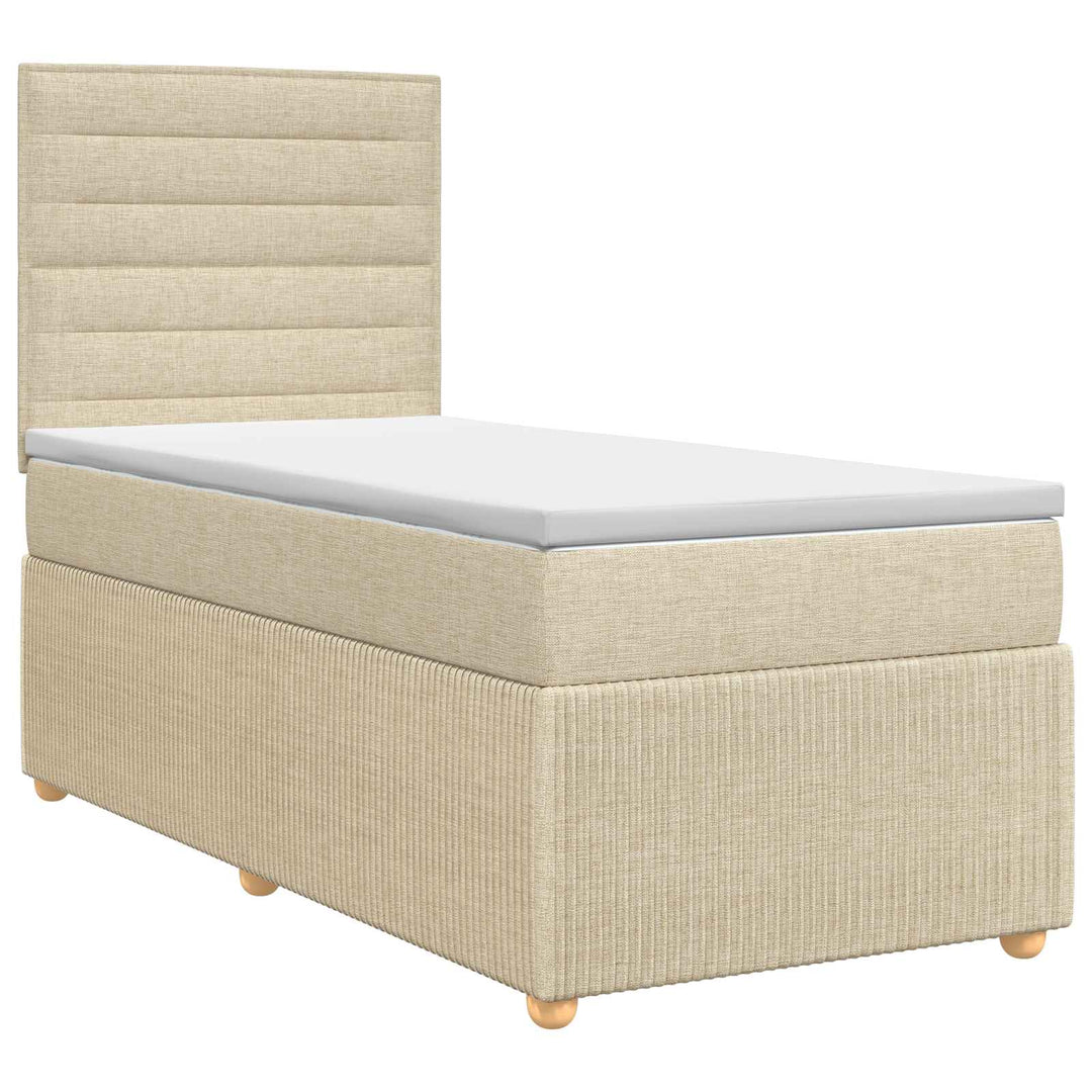 Boxmadras med topmadras Cremefarvet 90 x 190 cm Stof