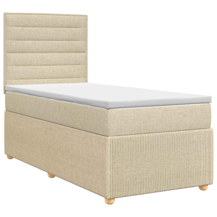 Boxmadras med topmadras Cremefarvet 90 x 190 cm Stof