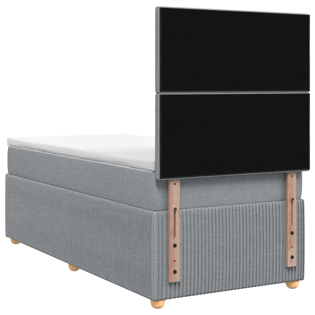 Boxmadras med topmadras med hovedgærde Lysegrå 90 x 190 cm Stof