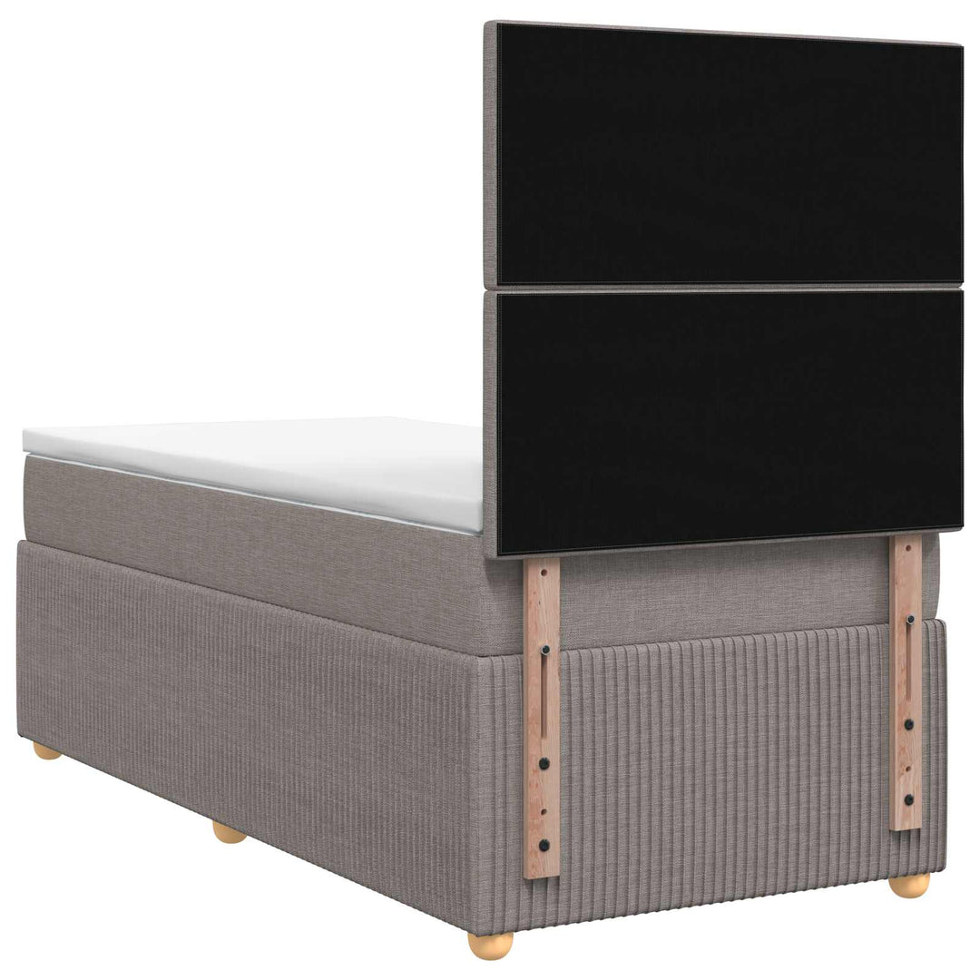 Boxmadras med topmadras med hovedgærde Gråbrun 90 x 190 cm Stof