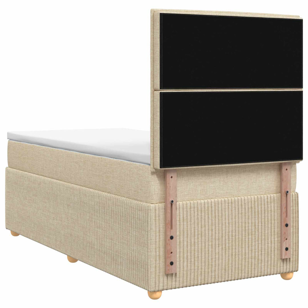 Boxmadras med topmadras Cremefarvet 90 x 200 cm Stof