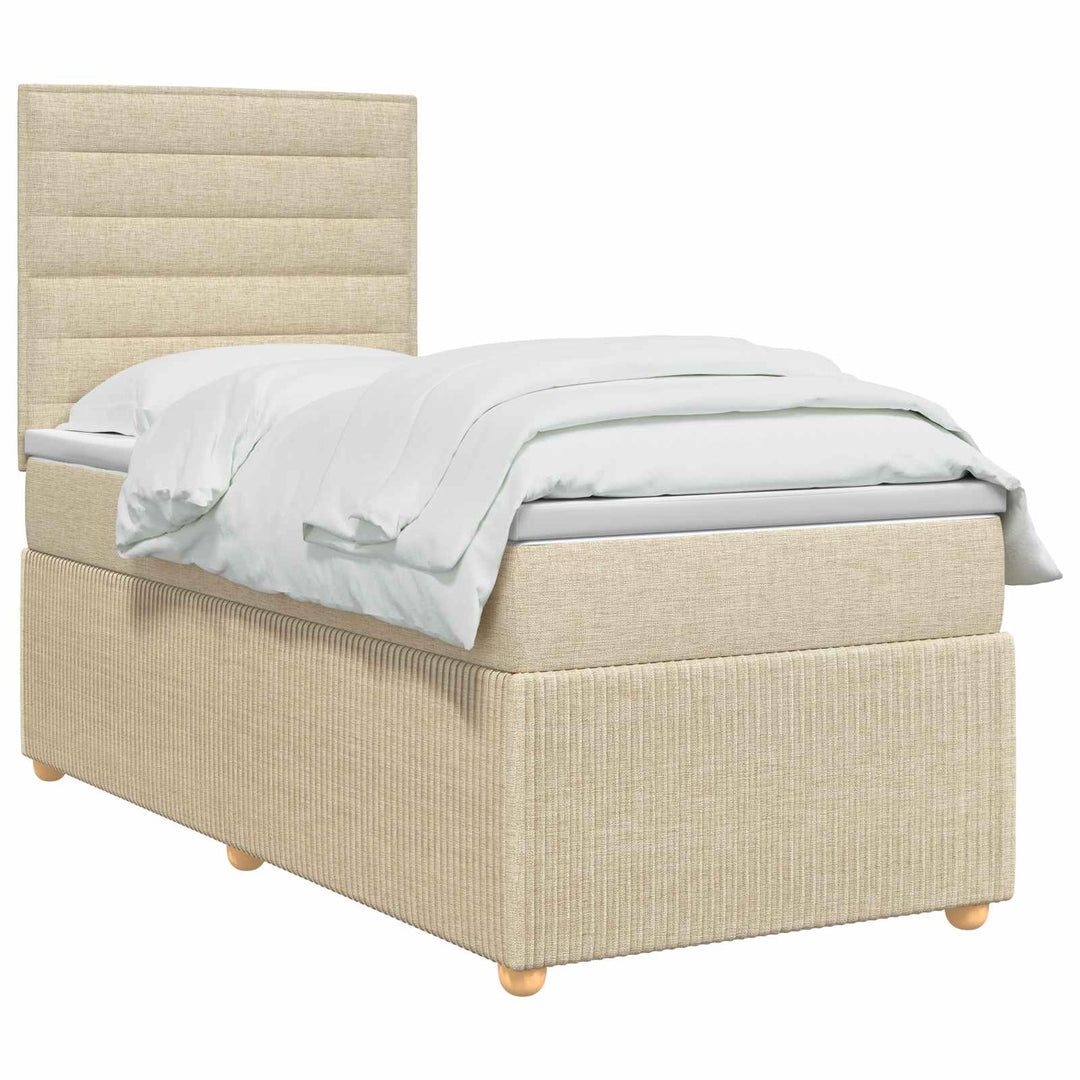 Boxmadras med topmadras Cremefarvet 90 x 200 cm Stof