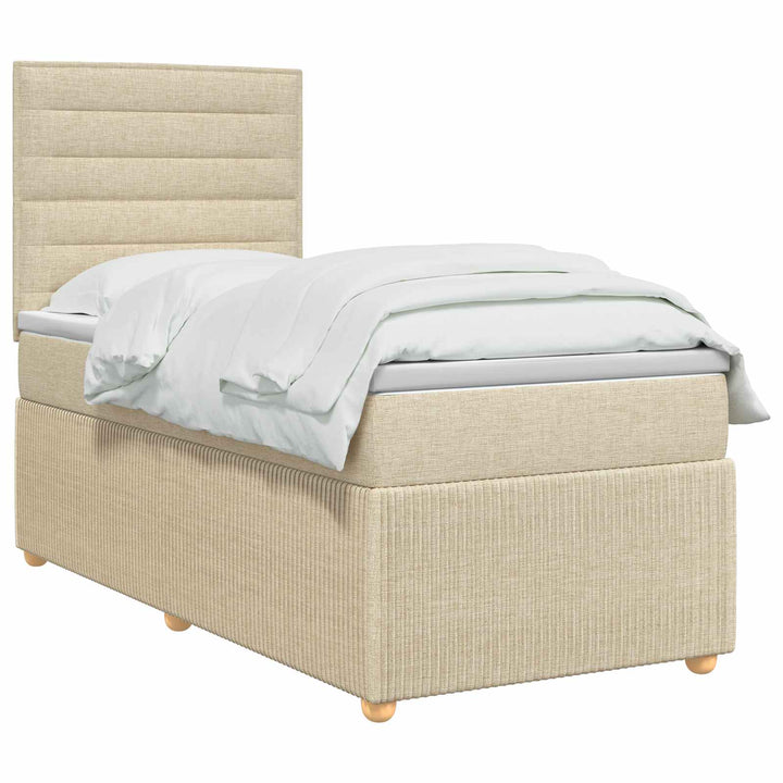 Boxmadras med topmadras Cremefarvet 90 x 200 cm Stof