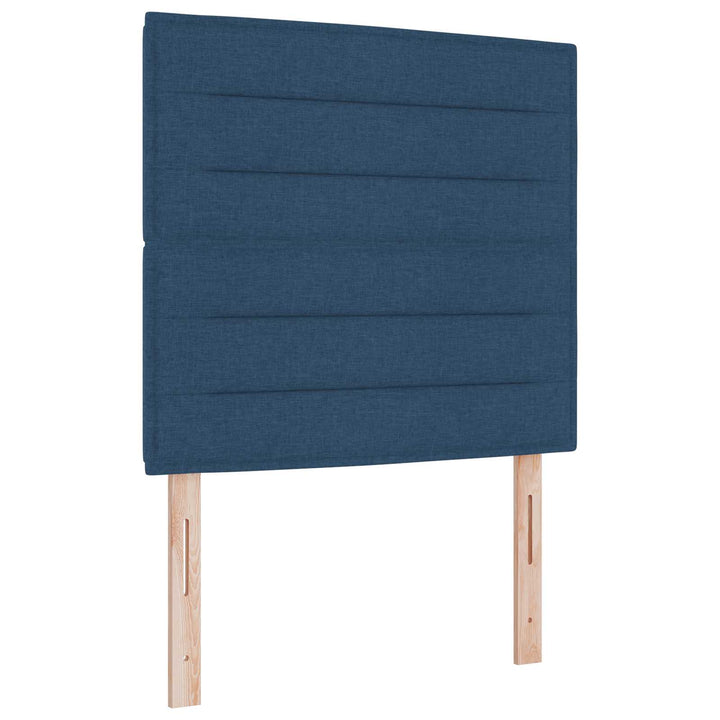 Boxmadras med topmadras med hovedgærde Blå 90 x 200 cm Stof