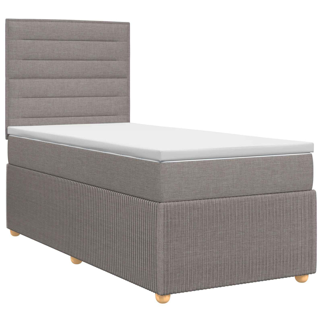 Boxmadras med topmadras med hovedgærde Gråbrun 90 x 200 cm Stof