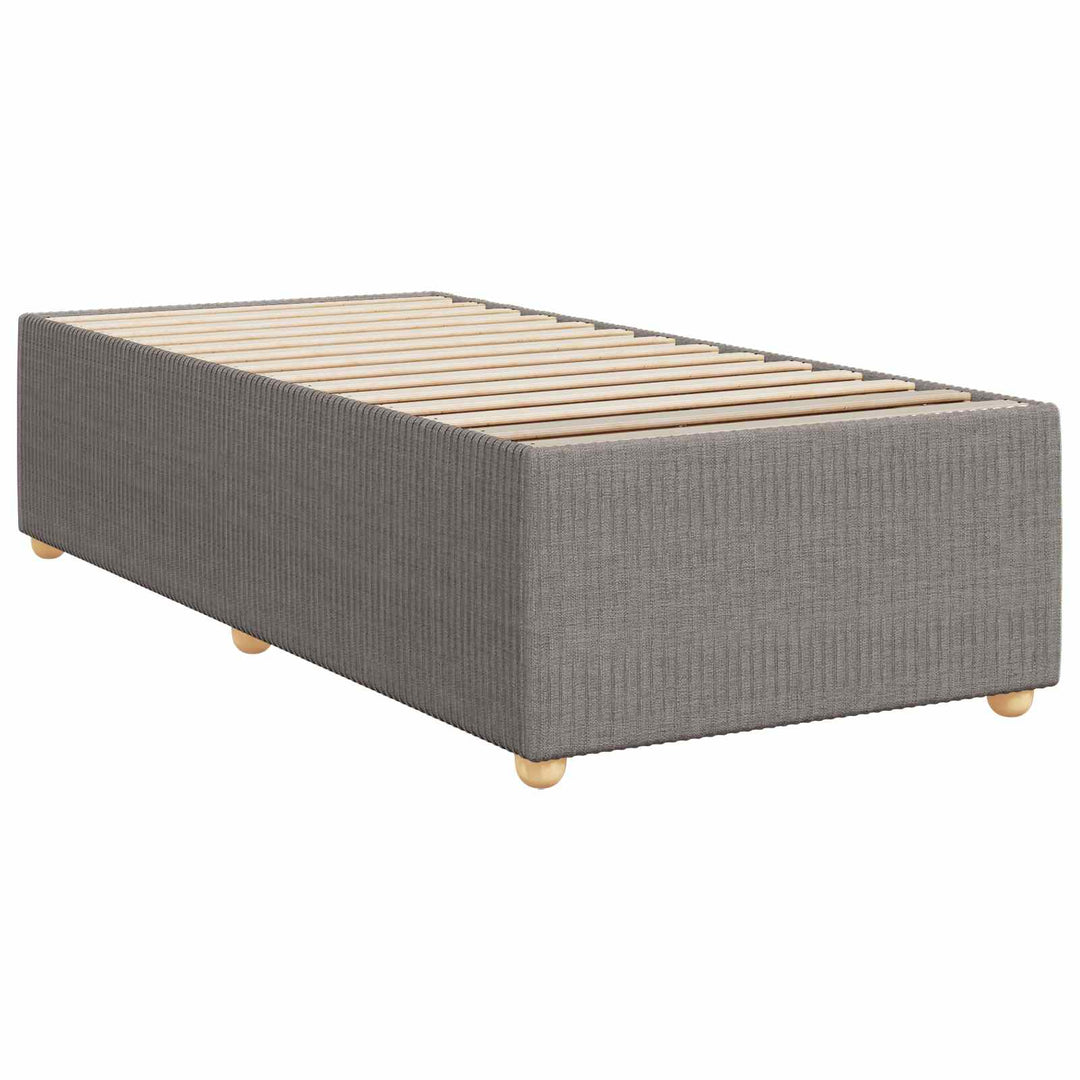 Boxmadras med topmadras med hovedgærde Gråbrun 90 x 200 cm Stof