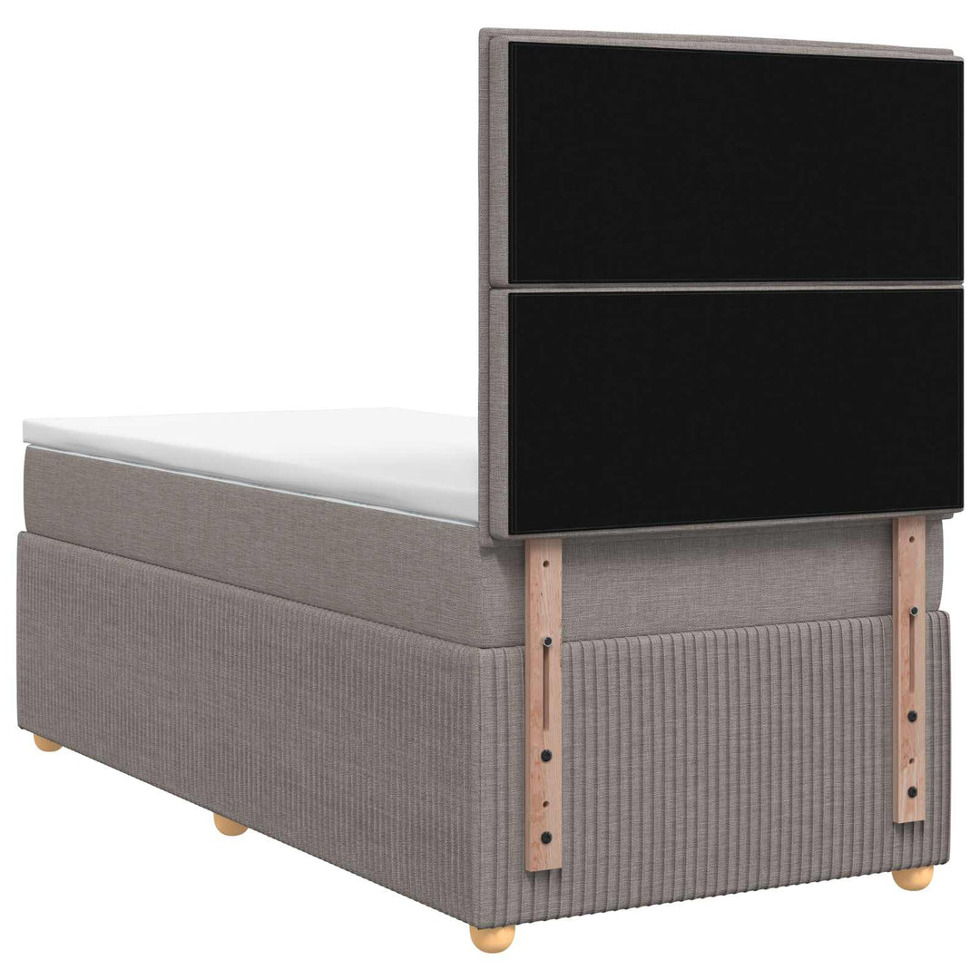 Boxmadras med topmadras med hovedgærde Gråbrun 90 x 200 cm Stof