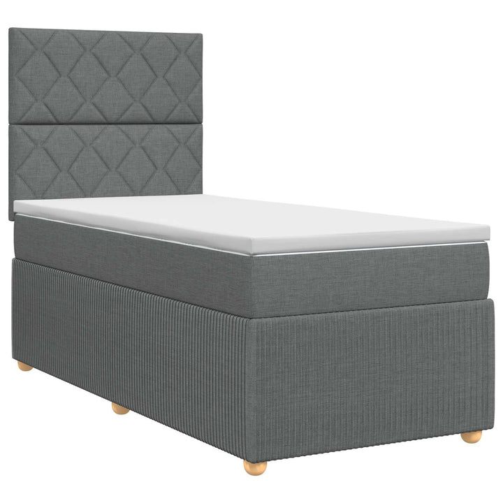 Boxmadras med topmadras Mørkegrå 90 x 200 cm Stof