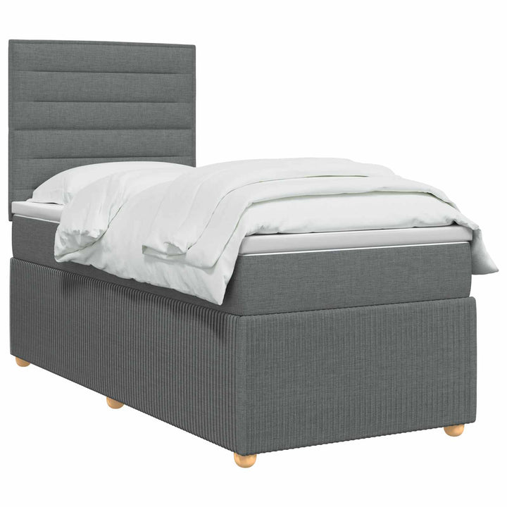 Boxmadras med topmadras Mørkegrå 100 x 200 cm Stof