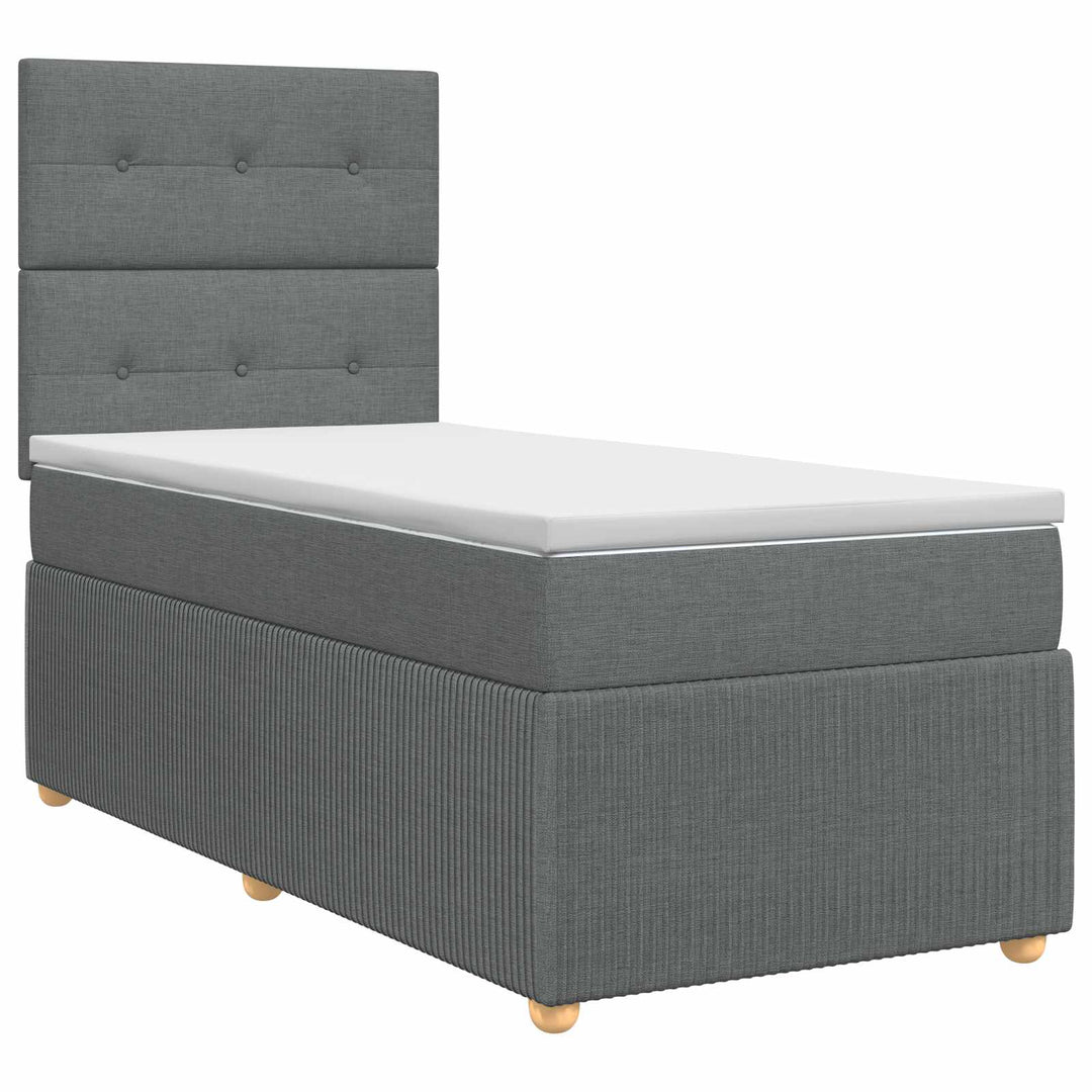Boxmadras med topmadras Mørkegrå 100 x 200 cm Stof