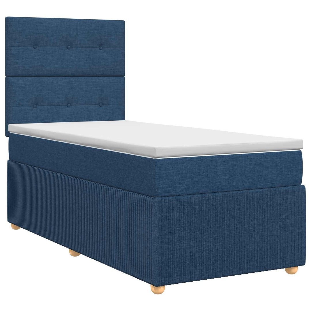 Boxmadras med topmadras med hovedgærde Blå 100 x 200 cm Stof