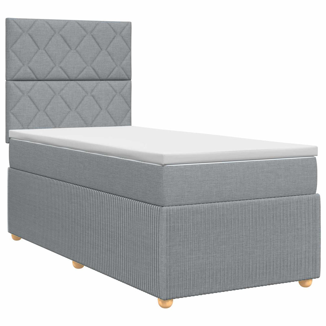 Boxmadras med topmadras Lysegrå 100 x 200 cm Stof