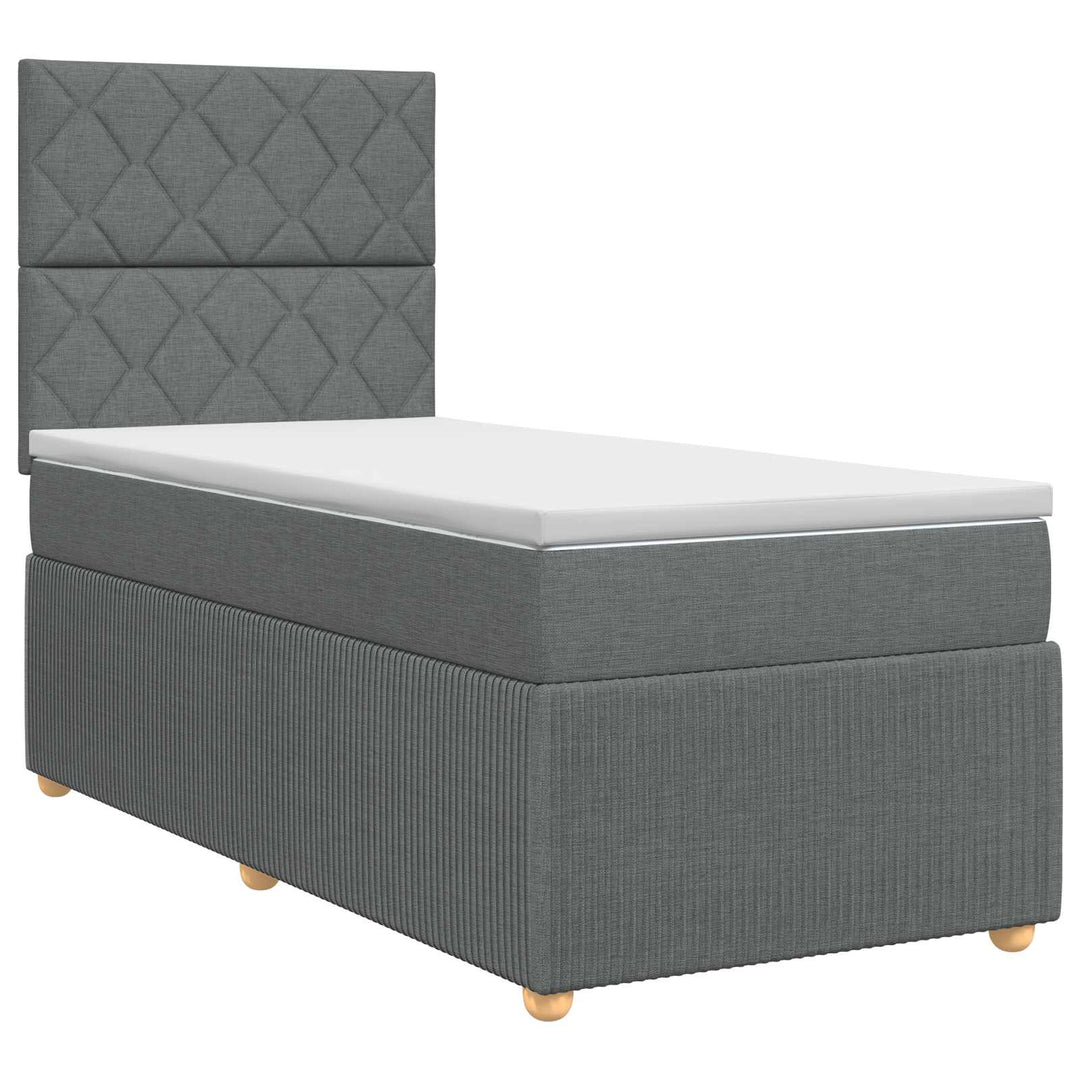 Boxmadras med topmadras Mørkegrå 100 x 200 cm Stof