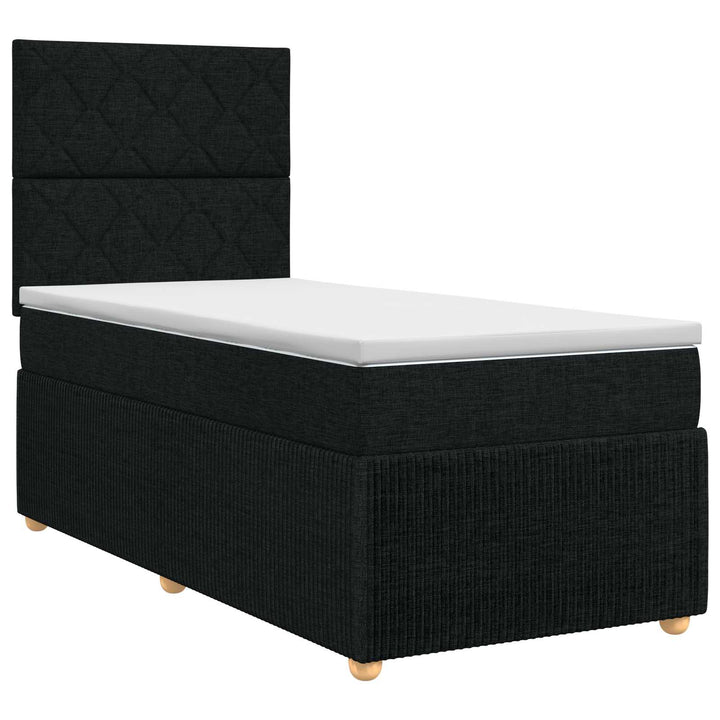 Boxmadras med topmadras med hovedgærde Sort 100 x 200 cm Stof