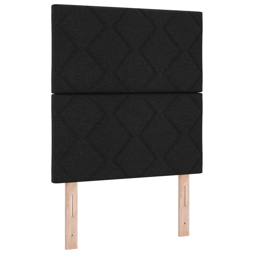Boxmadras med topmadras med hovedgærde Sort 100 x 200 cm Stof