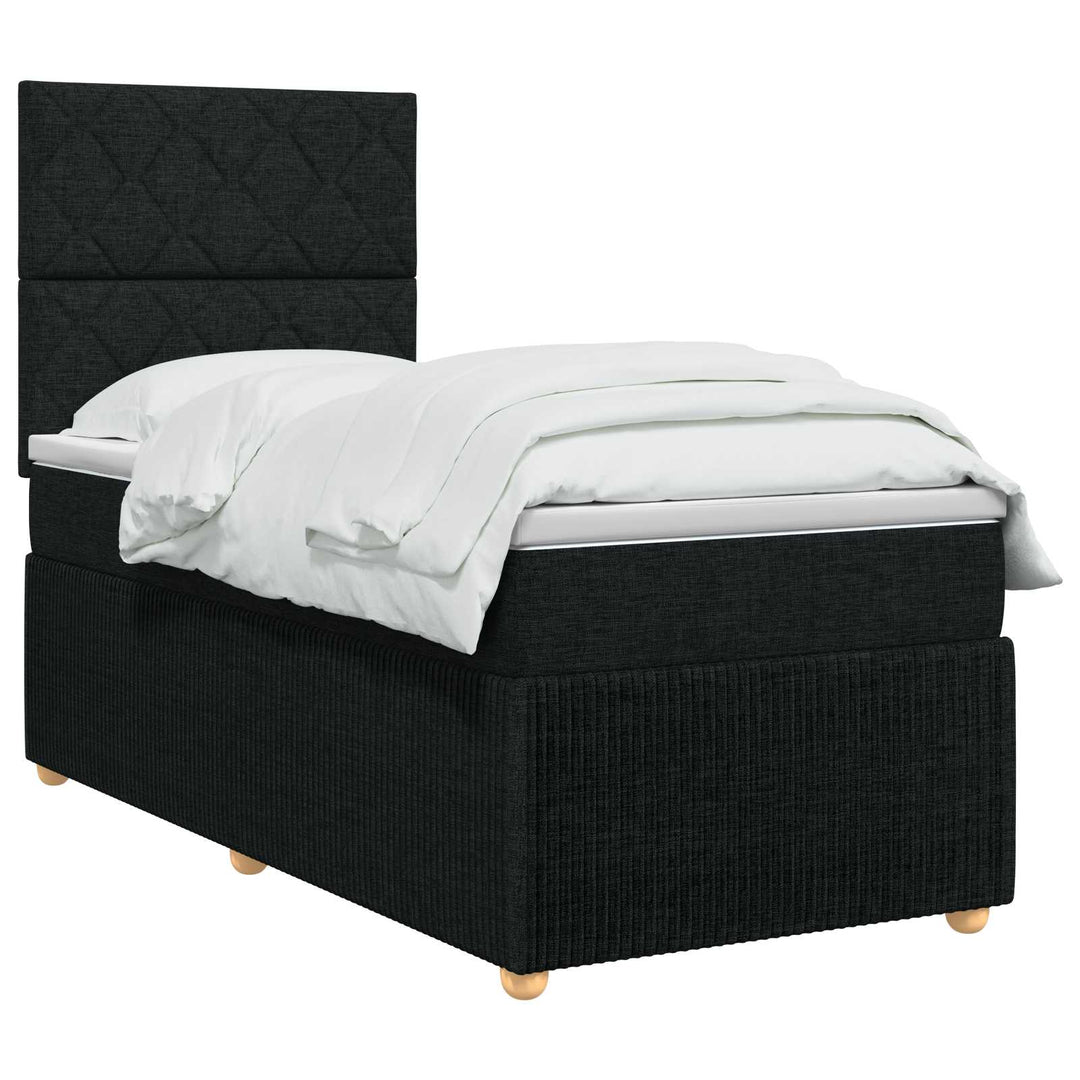 Boxmadras med topmadras med hovedgærde Sort 100 x 200 cm Stof